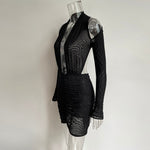 Deep V-Neck Mesh Mini