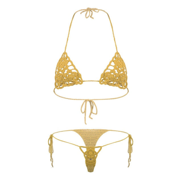 Floral Handmade Crochet Lingerie Set