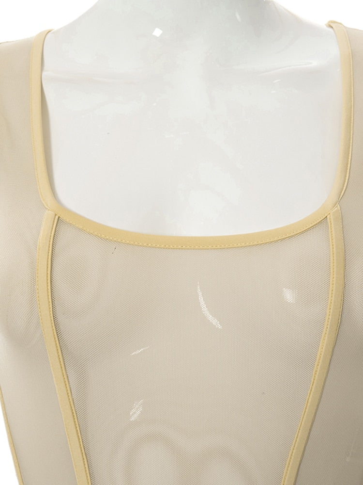 Cream Mesh Corset Top