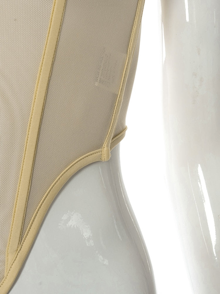 Cream Mesh Corset Top