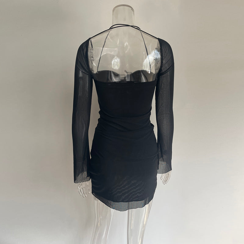 Sheer Sleeve Brunch Dress